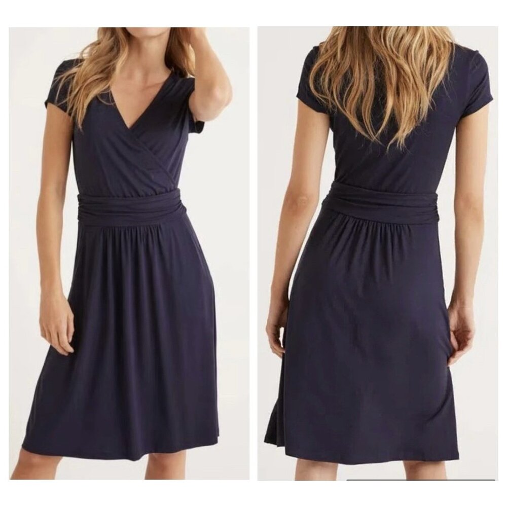 Boden Navy Wrap-Style Midi Dress